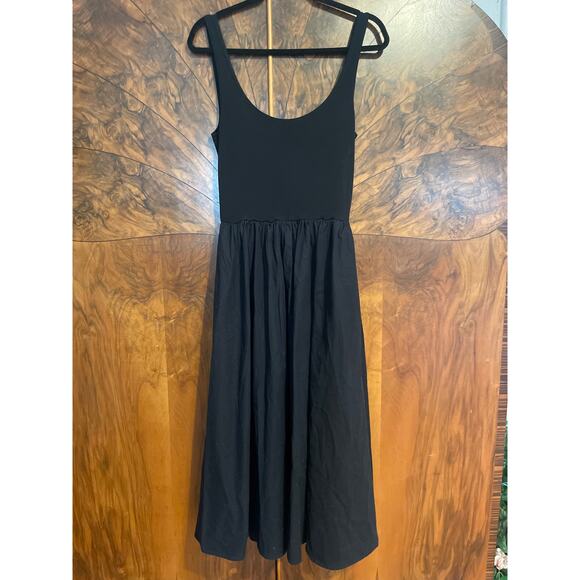REFORMATION Fit and Flare Midi Tank Dress Black ORGANIC COTTON Size Medium M - Picture 2 of 5